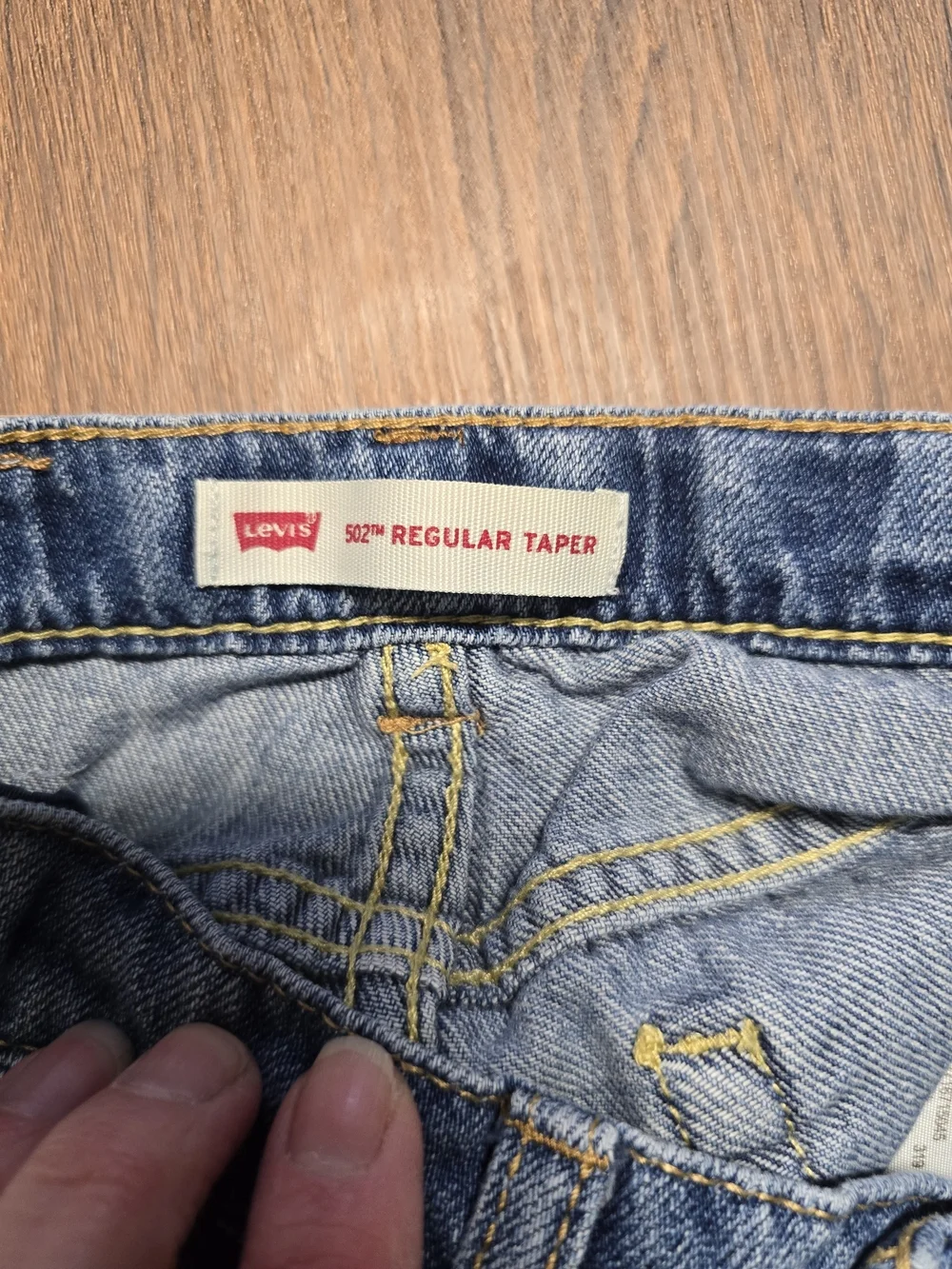 Levi's 502 Regular Taper Boys Jeans Size 7 Regular Distressed Medium Wash Denim